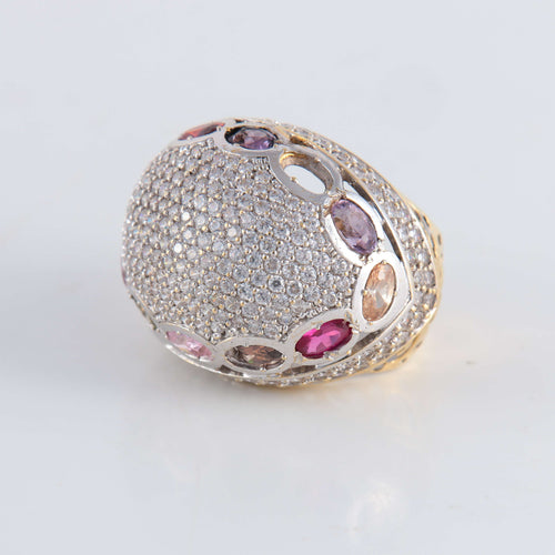 Bague 51 Bague Boule Pavage Diamants et pierres fines 58 Facettes FM96