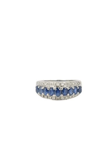 Bague 54.5 Bague jonc Or blanc Diamants Saphirs 58 Facettes J165