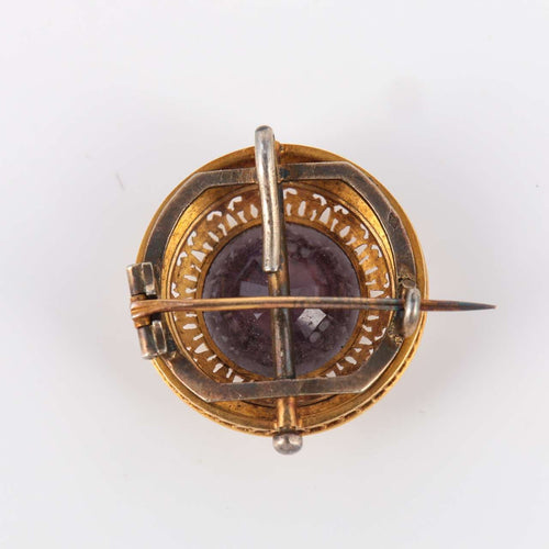 Broche Broche Fleur d'améthyste Perles Diamants 58 Facettes 1