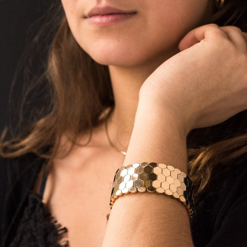 Bracelet Bracelet or jaune nids d'abeilles 58 Facettes 19-542