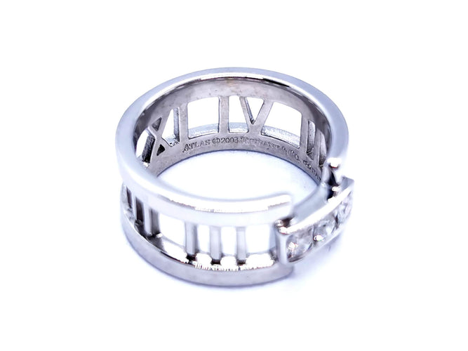 Bague 50 Tiffany & Co Bague Atlas Or blanc Diamant 58 Facettes 997153CN