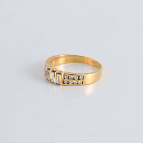 Bague 53 Bague or jaune Diamants ronds et baguettes 58 Facettes FM70
