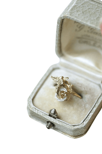 Bague Bague ancienne chimère en or et diamants 58 Facettes