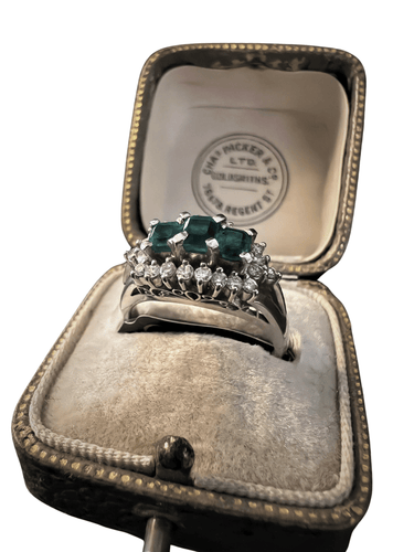 Bague 54 Bague Platine Emeraudes Diamants 58 Facettes