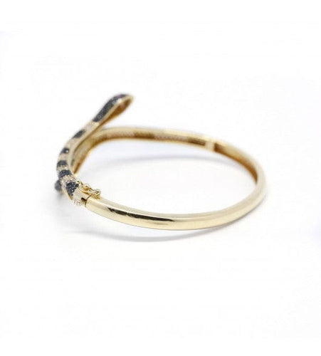 Bracelet Largeur : 6 cm / Or 750 Bracelet Serpent Diamants noirs et blancs 58 Facettes 200057R