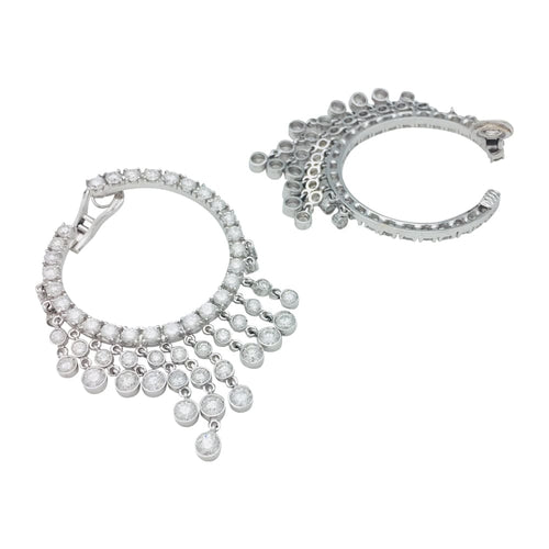 Boucles d'oreilles Boucles d'oreilles créoles en or blanc, diamants. 58 Facettes 25575