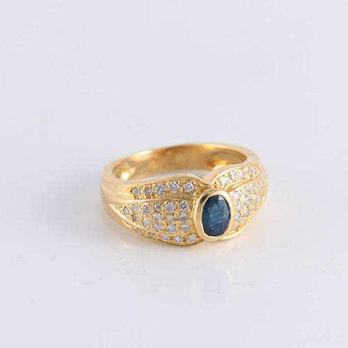 Bague 53 Bague Saphir et 5 lignes de Diamants 58 Facettes 1