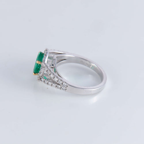 Bague Bague style Marguerite Emeraude Diamants 58 Facettes