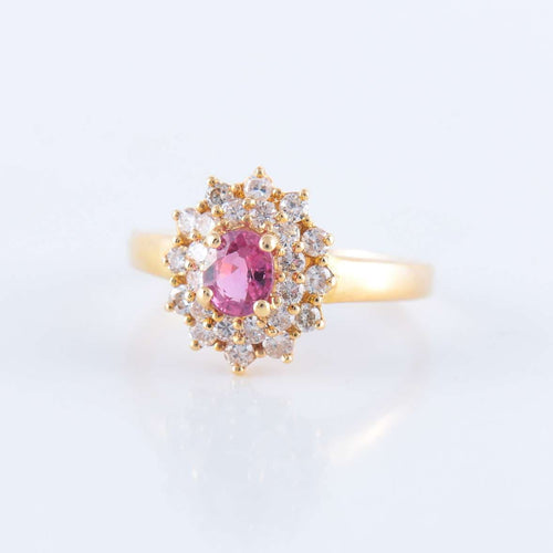 Bague 53 Bague Marguerite Saphir Rose Diamants 58 Facettes