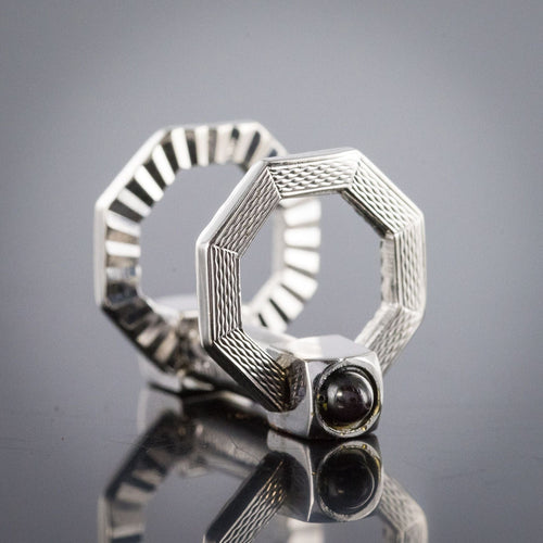 Boutons de manchette Boutons de manchettes Argent Art déco 58 Facettes 19-686