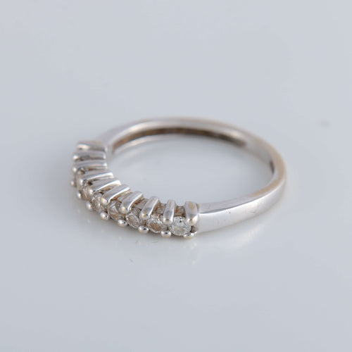 Bague 48 Demi-alliance 10 Diamants Or blanc 58 Facettes 1