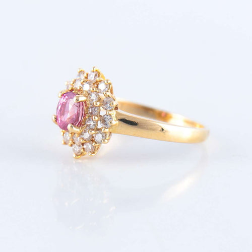 Bague 53 Bague Marguerite Saphir Rose Diamants 58 Facettes
