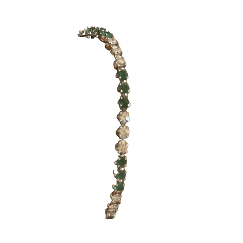 Bracelet Bracelet rivière diamants et émeraudes 58 Facettes