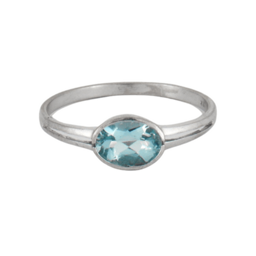 Bague 56 Bague Solitaire Topaze bleue 58 Facettes EL2-39