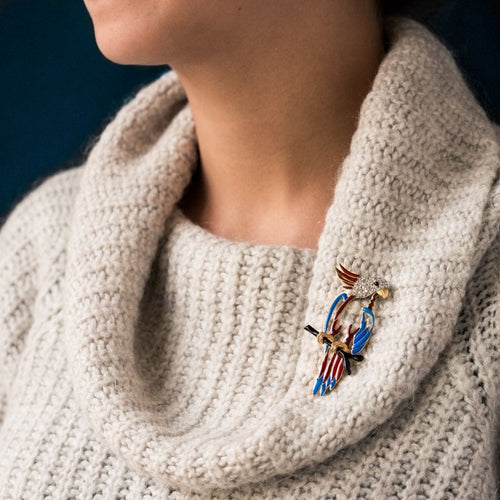 Broche Broche perroquet émail diamants 58 Facettes 19-467