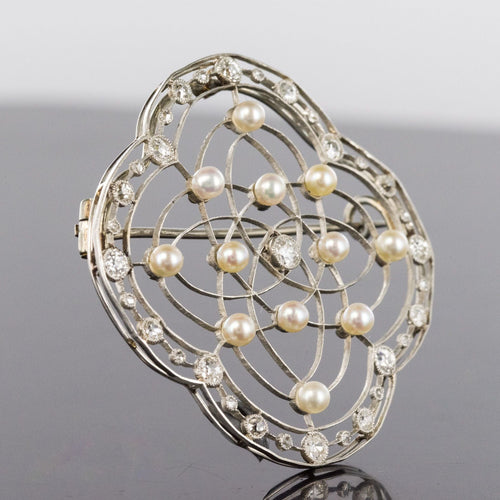Broche Broche perles fines et diamants Belle Epoque 58 Facettes 20-192