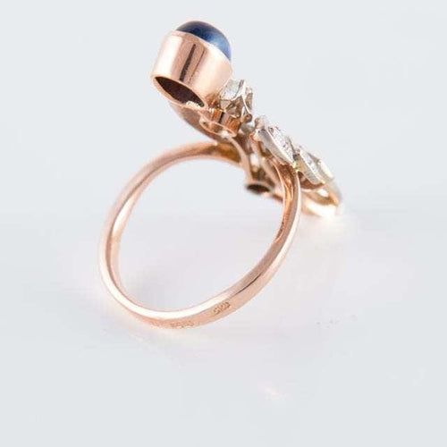 Bague Bague florale Saphir cabochon Diamants 58 Facettes 1