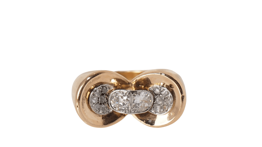 Bague Bague nœud en or rose platine et  diamants 58 Facettes 30247