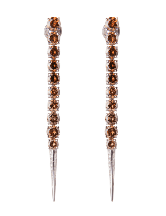 Boucles d'oreilles Gavello - Pendants d'oreilles ligne de diamants cognac 58 Facettes