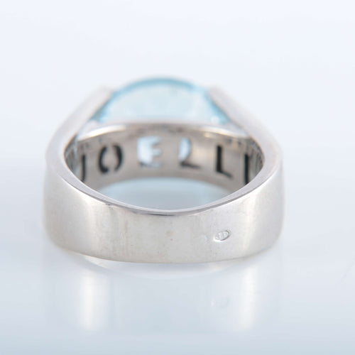 Bague 52 Bague Aigue-marine diamants or blanc 58 Facettes 1