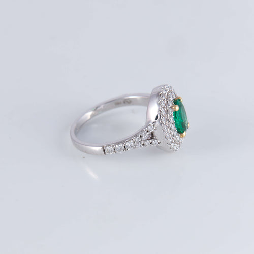 Bague 53 Bague style Marguerite Emeraude Diamants 58 Facettes 1