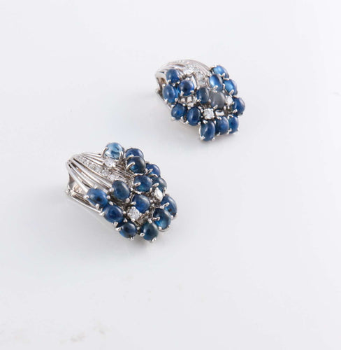 Boucles d'oreilles Clips d'oreilles Saphirs Diamants 58 Facettes 1