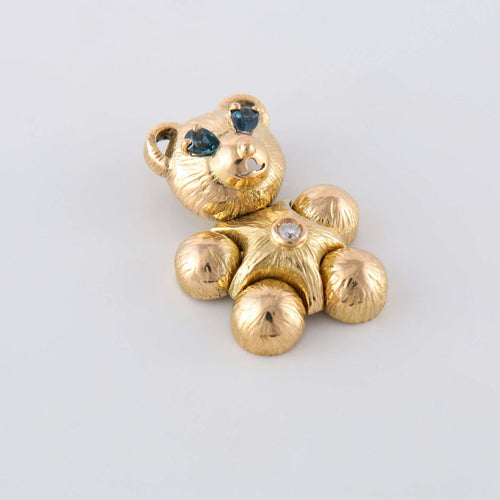 Pendentif Pendentif Ourson articulé Diamants et Saphirs 58 Facettes