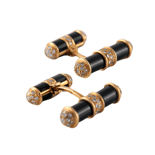 Boutons de manchette Boutons de manchette Onyx Diamants 58 Facettes 1