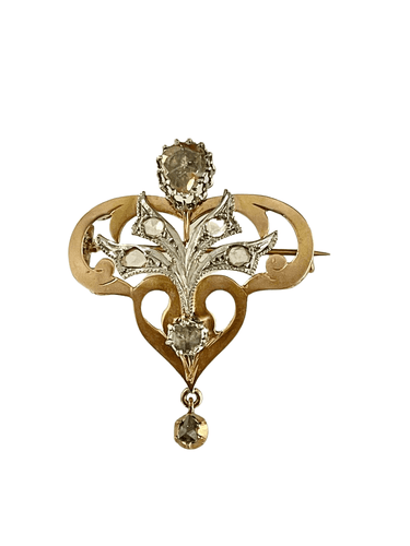 Broche Broche Or Et Roses De Diamants 58 Facettes 823988