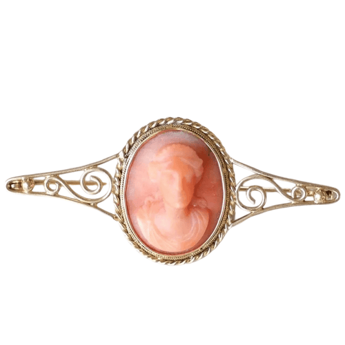 Broche Broche or jaune camée corail 58 Facettes