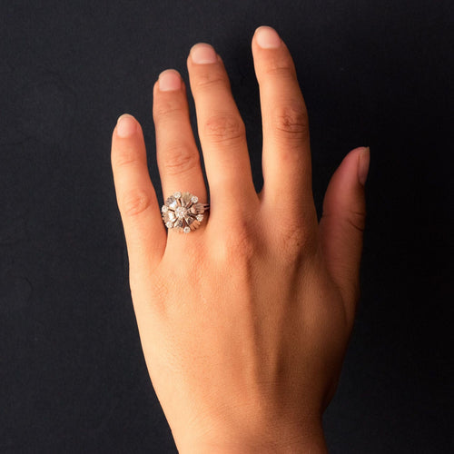 Bague 51 Bague pétales or blanc diamants 58 Facettes 20-150-49