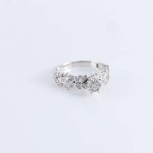 Bague 54 Bague Solitaire Fleurs diamants 58 Facettes FM91