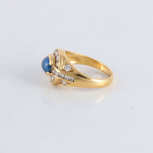 Bague 51 Bague Saphir cabochon 20 Diamants 58 Facettes FM106