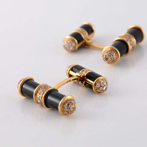 Boutons de manchette Boutons de manchette Onyx Diamants 58 Facettes 1