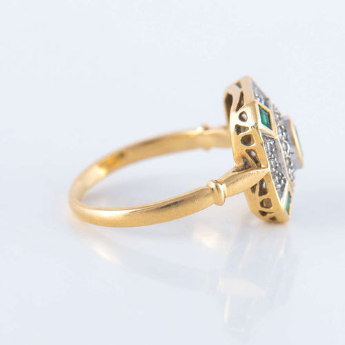 Bague 50 Bague Emeraudes Diamants Style Art Déco 58 Facettes 162