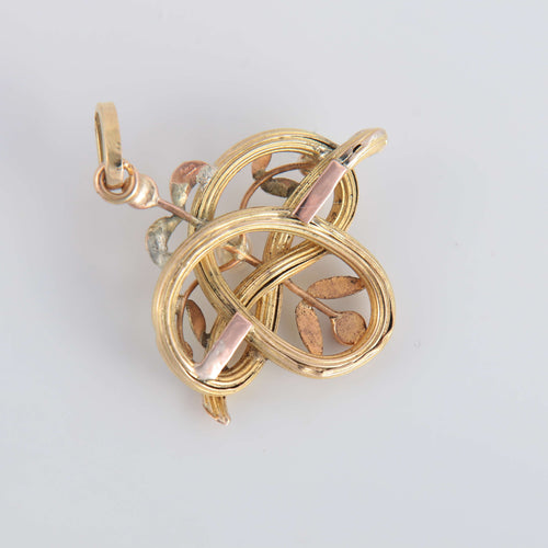 Pendentif Pendentif Art Nouveau Perle et pierres rouges 58 Facettes