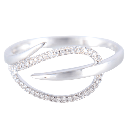 Bague 55 Bague Feuille or blanc et diamant 58 Facettes