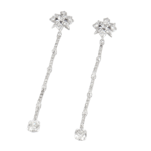 Boucles d'oreilles Pendants d'oreilles, or blanc et diamants 58 Facettes