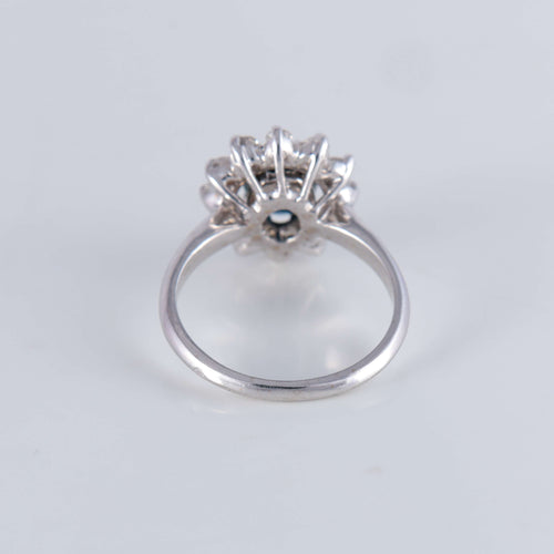 Bague Bague Marguerite Saphir 1.50ct Diamants 58 Facettes 1