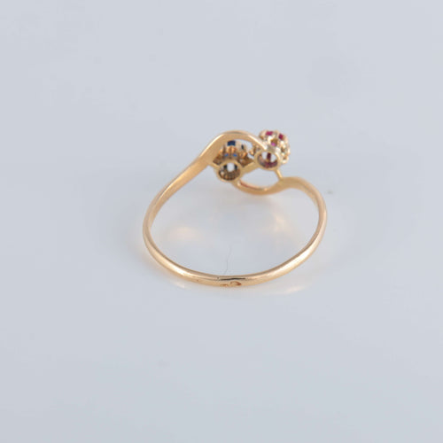 Bague 58 Bague Toi & Moi pierres rouge et bleue 58 Facettes 1