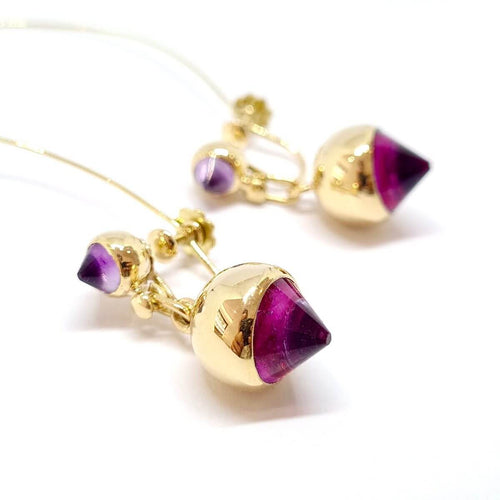 Boucles d'oreilles Boucles d'oreilles anciennes or jaune améthystes 58 Facettes