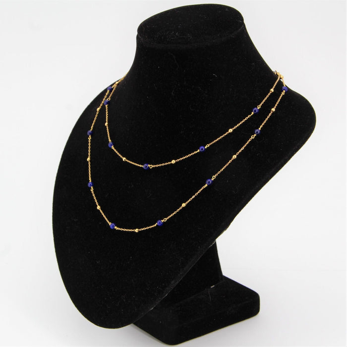 Collier Sautoir en or et perles de lapis lazuli 58 Facettes 21-040