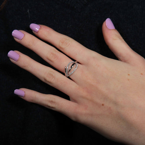 Bague 55.5 Bague Feuille or rose et blanc 58 Facettes