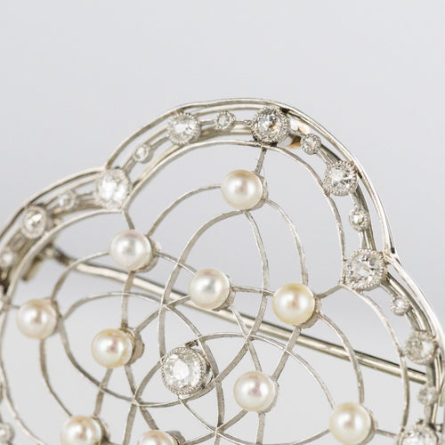 Broche Broche perles fines et diamants Belle Epoque 58 Facettes 20-192