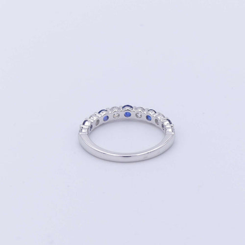 Bague 53 Demi-alliance Saphirs Diamants 58 Facettes 3218