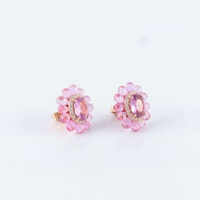 Boucles d'oreilles Boucles d'oreilles style Marguerite Saphirs roses 58 Facettes B1969