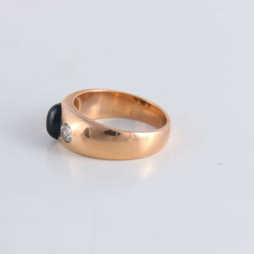 Bague 56 Bague Jonc Saphir cabochon Diamants 58 Facettes FM120