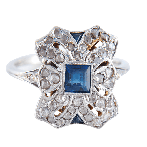 Bague 52 Bague Art Déco Saphir Or Blanc 58 Facettes