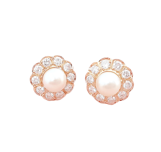 Boucles d'oreilles Boucles d'oreilles Fleurs Perles & Diamants 58 Facettes AA 1580