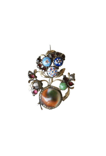 Broche Broche ancienne operculum, grenat, et porcelaine 58 Facettes